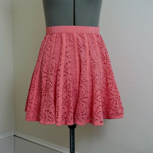 Silk Eyelet Mini Skirt - Picture 1 of 7